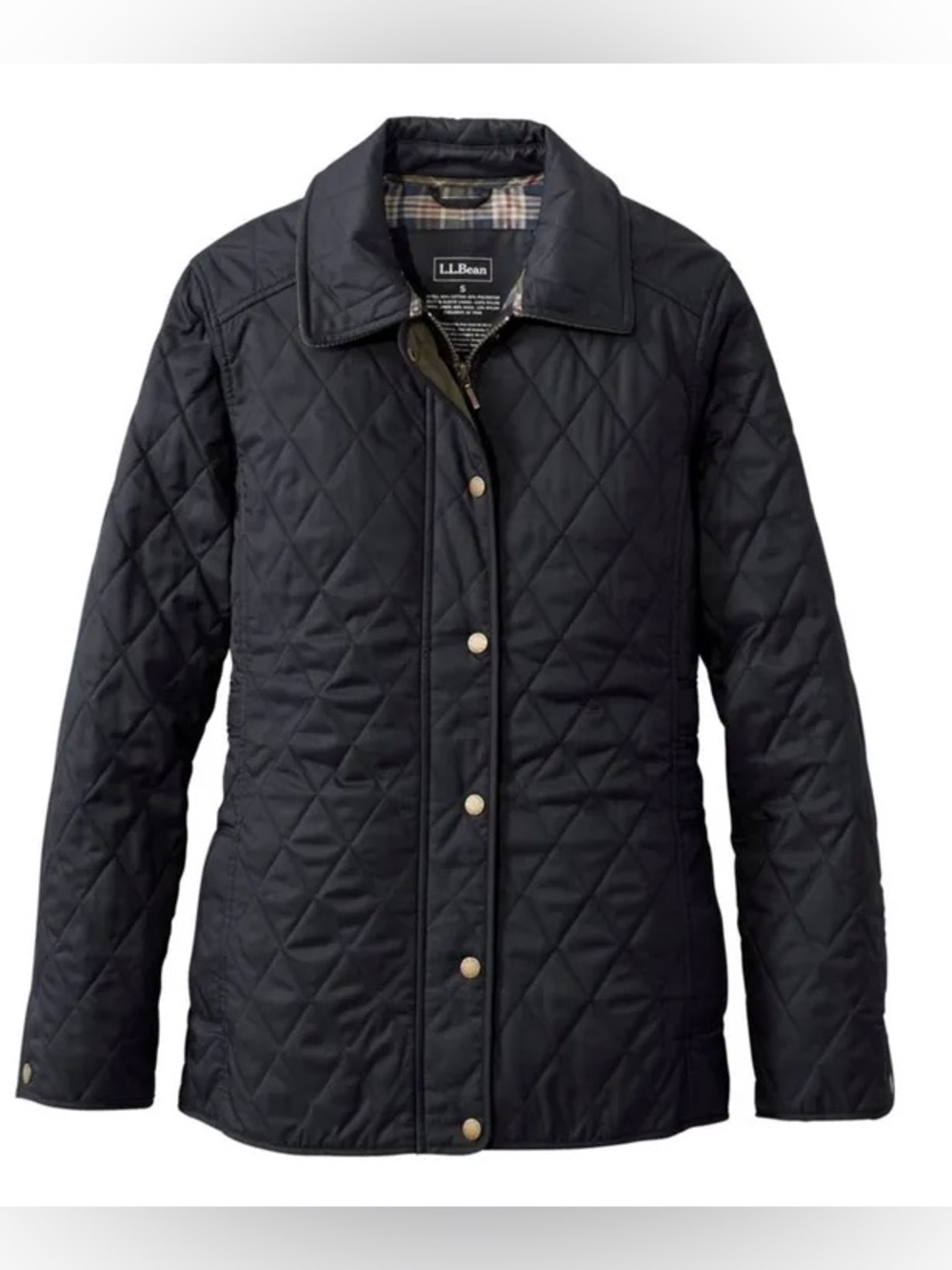L.L.Bean Women’s Quilted Riding Jacket Size XL In Black Preppy Fall
